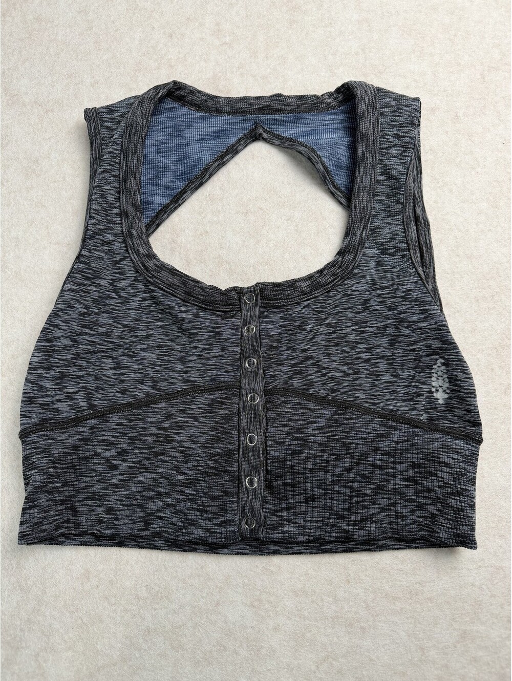 Free People Movement Women's Heather Gray Snap-Front Sports Bra Sz M/L 2120